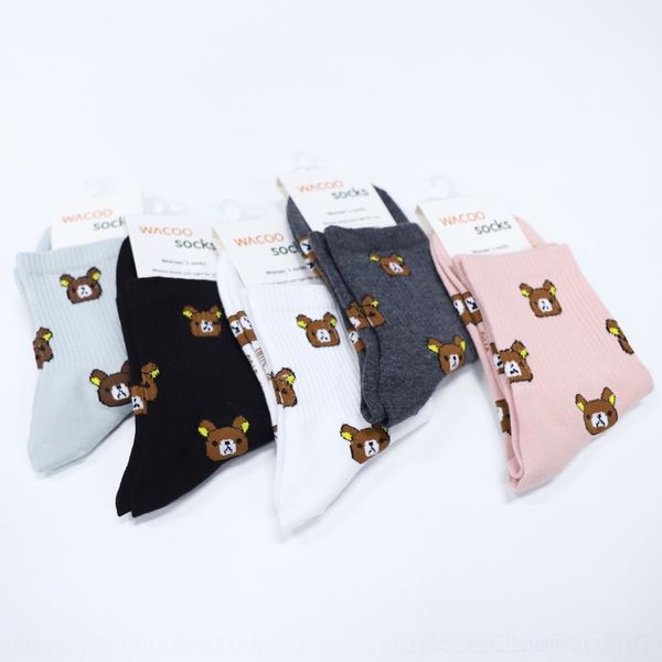 

mo27v 2019 new cotton bear medium cartoon socks tube women's fashion brand high rubber medium socks new p7prj, Black