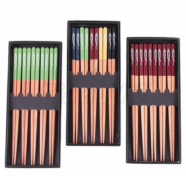 

new japanese wooden chopsticks set 5 pairs of pointed chopsticks commonly used in home use and a box of 23cm dinner c jllzhh trustbde