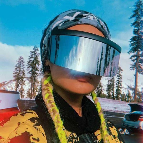 

super big one piece frame shield sunglasses for women new brand sun protection glasses female black mirror uv400 oversize shades1, White;black
