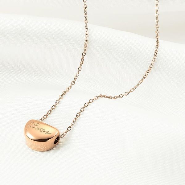 

korean version acacia bean love english letter necklace women's fashion rose gold titanium steel not fade necklace wholesale, Silver