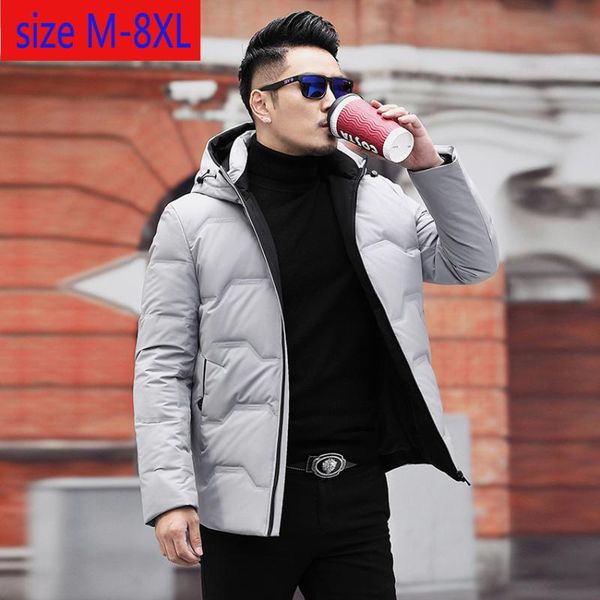 

new arrival winter men thickening warm jacket short hooded white duck down thick loose casual plus size m-4xl 5xl 6xl 7xl 8xl, Black