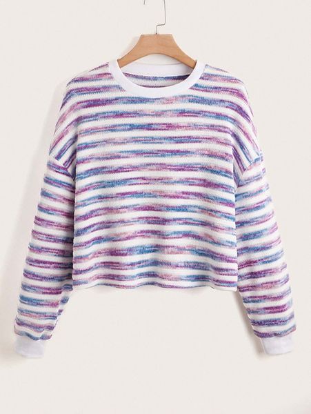 

plus space dye drop shoulder sweatshirt 67wb#, Black