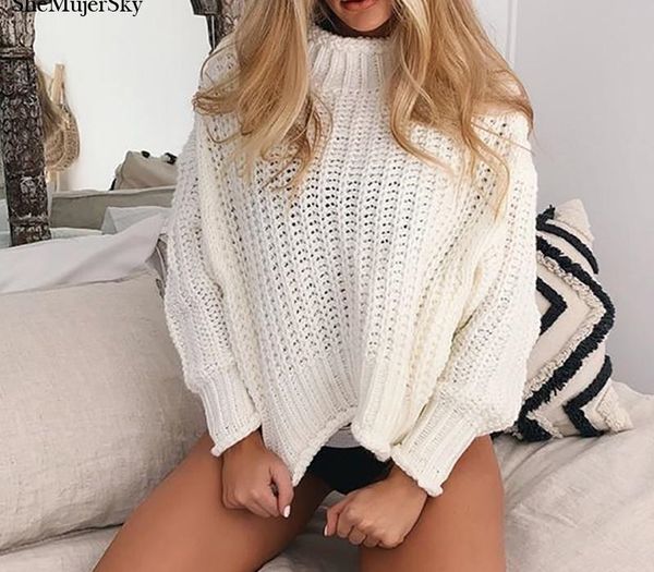 

shemujersky sweater women solid color turtleneck pullover pull femme sueter mujer invierno 2020 sweaters, White;black