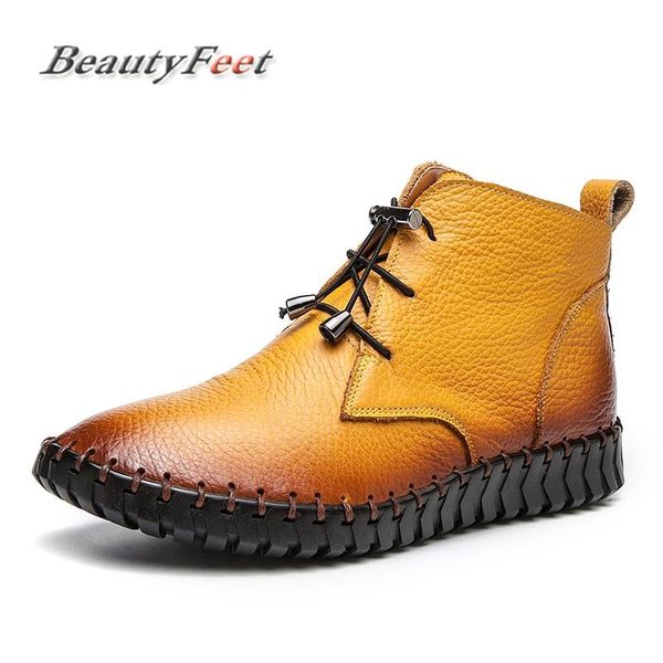 

genuine leather winter boots women shoes woman footwear plus size short plush snow boots lace up low heel ankle beautyfeet, Black