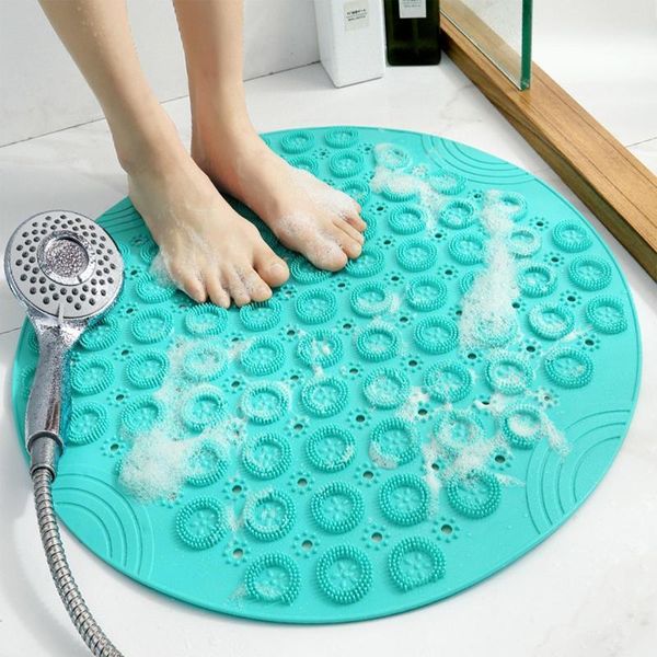 Tappetini da bagno Ventosa antiscivolo per bagno in PVC Cuscino impermeabile per cuscino Drenaggio Massaggio rotondo Tappetino per piedi da bagno1