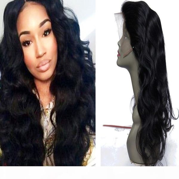 

evermagic 360 lace front human hair for black women body wave brazilian virgin hair natural color ing, Black;brown