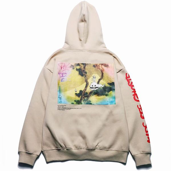 

2021 new graffiti hoodies kanye west kids see ghosts hoodie flame pattern e printing men sweatshirt couple loosepullover anjo, Black