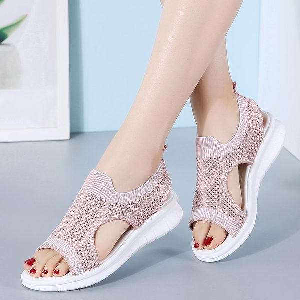 

sandals 2021 women summer female gladiator wedge heels shoes ladies breathable mesh comfortable slip-on platform sandalias, Black
