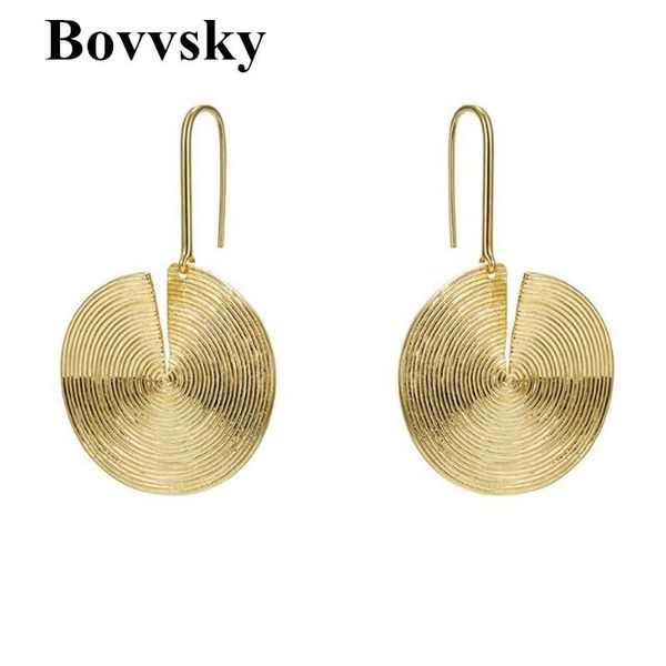 

hoop & huggie bovvsky gold-color exaggerated big earrings for women round circle pendant long brincos jewelry, Golden;silver