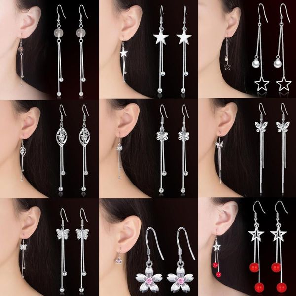 

nehzy стерлингового серебра 925 пробы качества новых ювелирных изделий высокого женщина серьги кубического циркония жемчуг ретро долго кисто, Silver