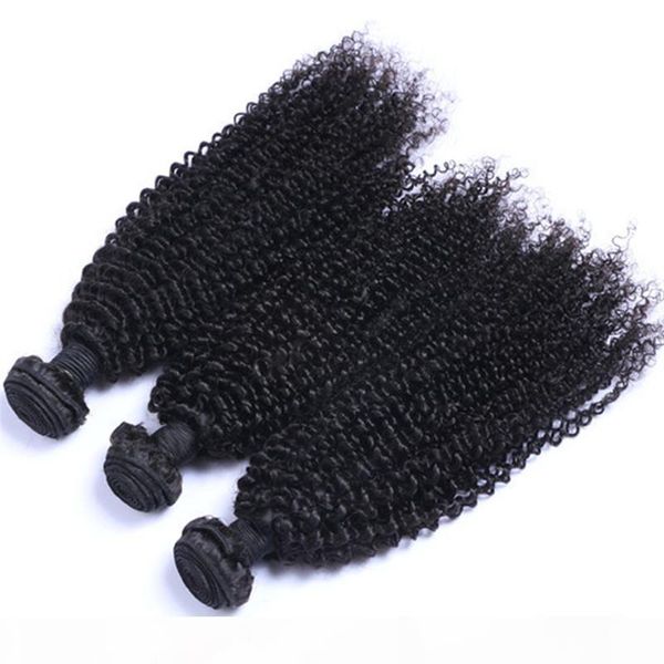 

brazilian human hair wefts 3pcs human hair bundles peruvian virgin brazilian virgin kinky curly human hair extensions, Black;brown