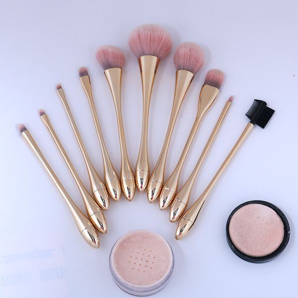 

makeup tools loose powder eyelashes foundation brush set 10 pcs makeup brushes sets abs electroplated handle