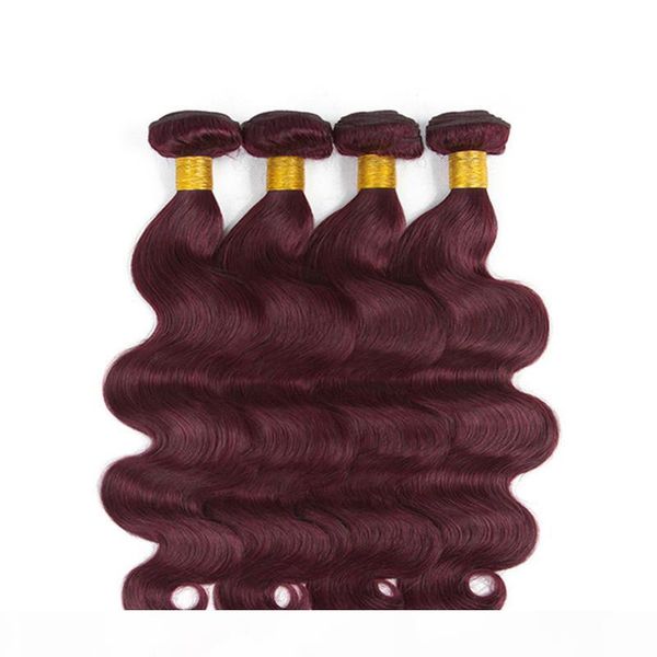 

бразильский волос плетение 4 связки тела волна человеческих волос пучки 99j красный цвет волос extensions non remy, Black