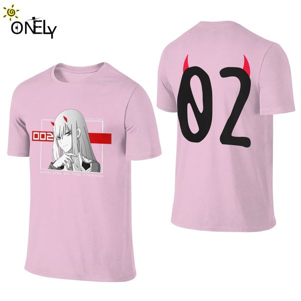 

men t-shirt darling in the franxx zero two slim new arrival man's o-neck harajuku streetwear short sleeve sport hooded sweatshirt hoodi