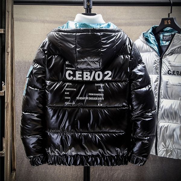 

cefm outwear winter women ricorit long casual padded pu leather jacket solid hooded jacket sleeve zip-up thick warm slim short coat down jac, Black