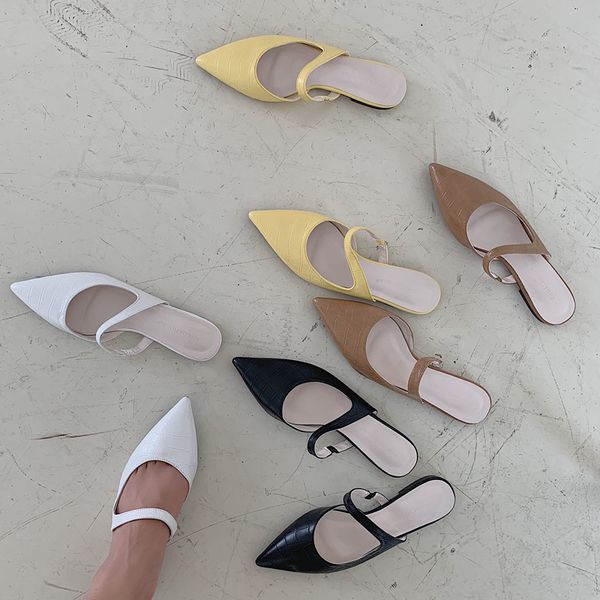 

crocodile fashion women slippers pointed toe hollow design slip on flats slides casual flats slippers flip flops women shoes x1020, Black