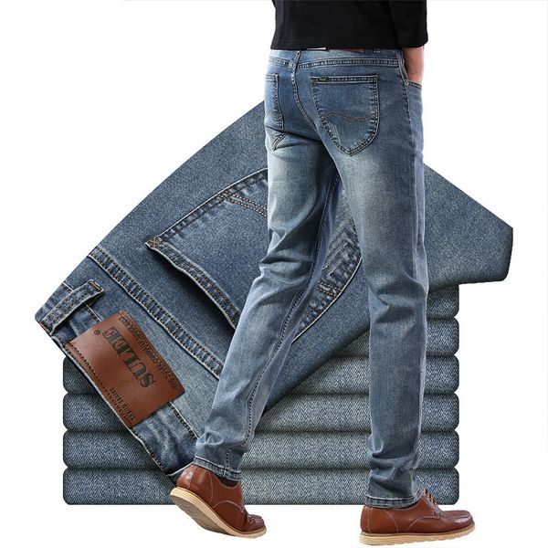 

autumn 2020 sulee counter reminiscent straight jeans for men, Blue