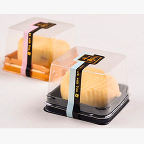 

50g moon cake trays moon cake packaging boxes gold black plastic bottom transparent cover 176 g2