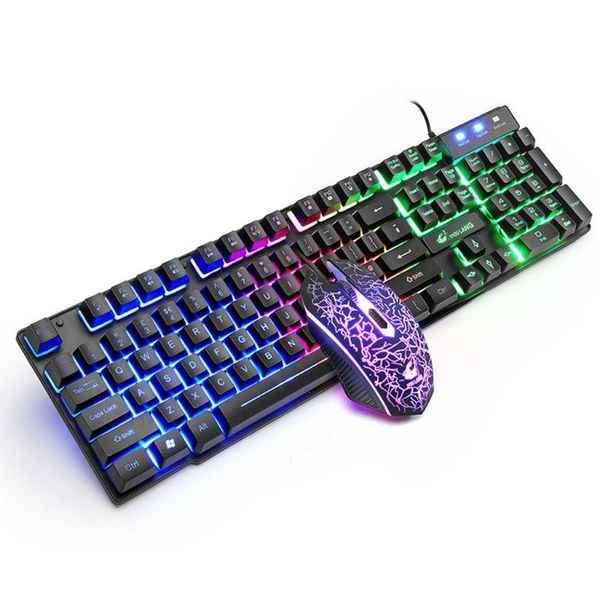 

1set t11 mechanical keyboard rainbow backlight keypad mouse for pc lapgaming