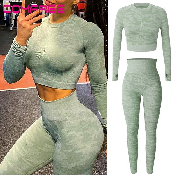 

yoga outfit sets workout sportswear gym clothing fitness tracksuits athletic activewear crop leggings running sports suits c0123, Gray