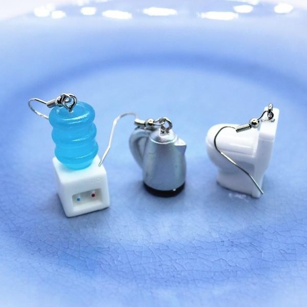 

modern home appliances tv bedside table bookcase audio kettle resin earrings women's creative personality handmade jewelry gifts1, Silver