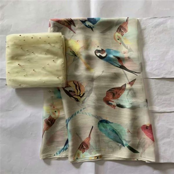 

5+2 yards african 100% silk chiffon fabric for ladies dress soft and comfortable printed silk fabric lxf6831, Black;white
