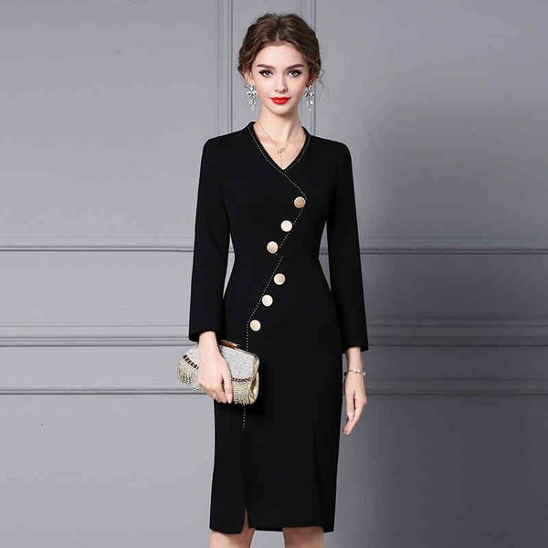 

Casual Dresses Zhili winter dress Hepburn temperament black long sleeve with coat slim wrap hip skirt UE0R, Black;gray