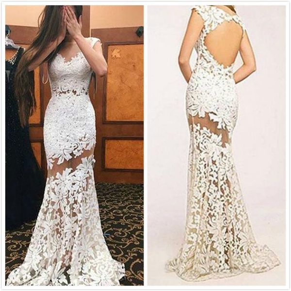 

backlakegirls 2019 new lace hollow out sleeveless evening dresses mermaid long women dress for wedding party1, White;black