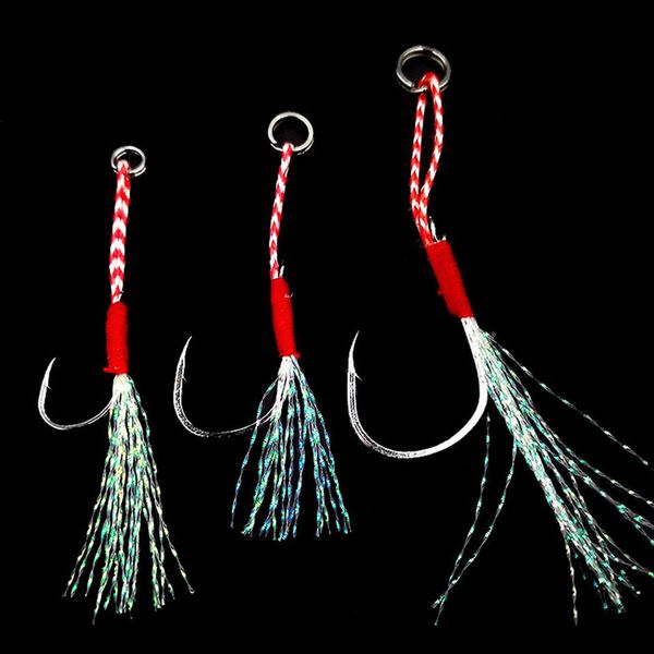 

5pcs/set high carbon steel fishing hooks with line feather roped fishhook barbed hooks fishing tackle wmtjnb
