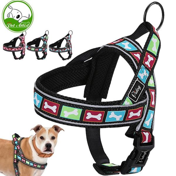 

reflective large dog harness nylon padded pet no pull quick fit training vest with handle for small medium large br wmtlid