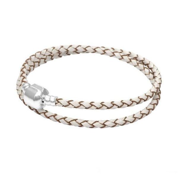 

pdc 3-1 colorful real leather bracelet for women ten colors magnet alloy clasp christmas gift jewelry, Silver