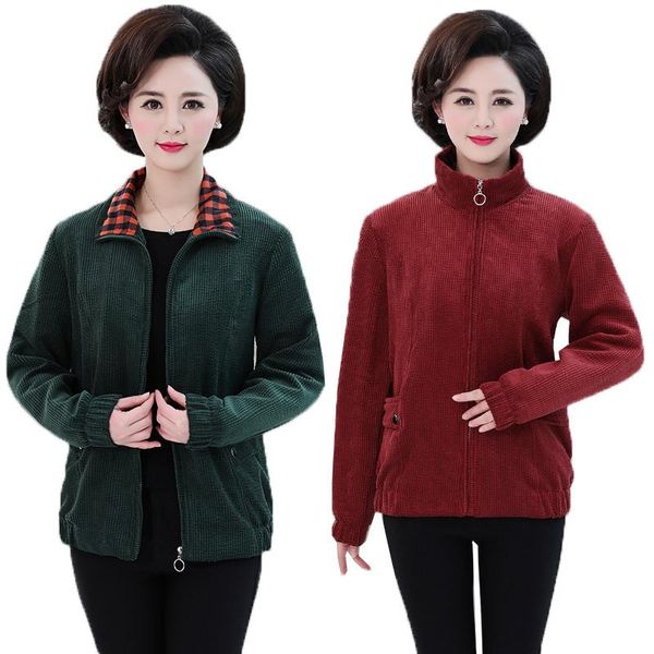 

women's jackets coat & jacket 2021 large size 5xl spring autumn outerwear middle-aged women casual solid color zipper, Black;brown