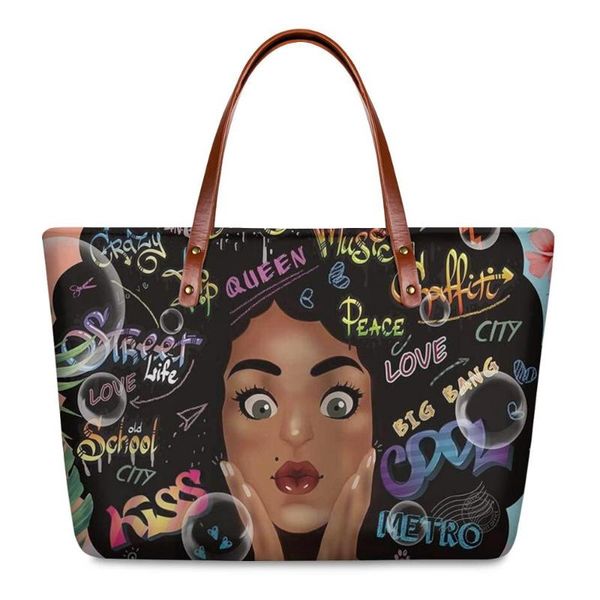 

black art african american girl топ-ручка сумка casual tote сумка для женщин 2020 больших емкости женщины мешки плеча sac femme