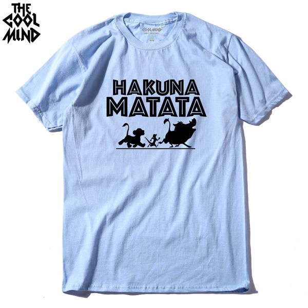 

sport coolmind ha0113a 100% cotton knitted hakuna matata printed short sleeve men t shirt casual comfortable summer mens tshirt tees