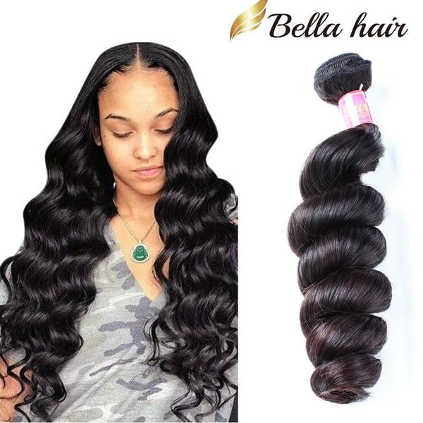 

bella hair100% real peruvian hair 3pcs lot wavy loose wave human hair weave popular natural black color hair weft