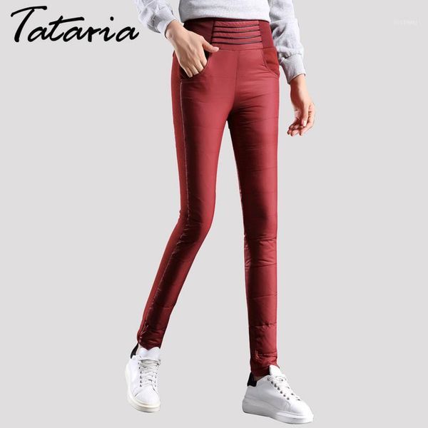 

womens white down pants winter high waist pantalon femme thick warm pant for woman black trousers women pants mujer tataria11, Black;white
