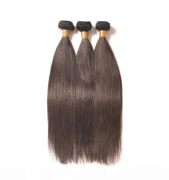 

прямые пучки волос 3pieces 4pieces за лот 8-24 # 2 dark brown человеческих волос weave связки double уток non-реми волос, Black