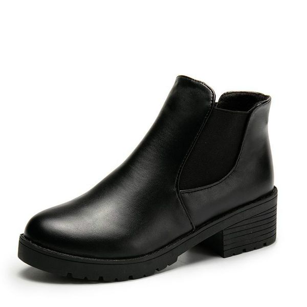 

2020new style fashion women boots round head thick bottom pu leather waterproof woman martin boots ankle spring/autumn, Black