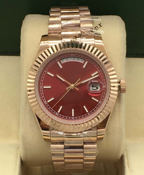 

41mm men's automatic mechanical watch mens day-date watches men stainless steel buckle sport waterproof fashion business wristwatch man, Slivery;brown