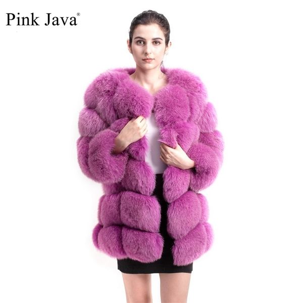java cor-de-rosa qc8078 grande venda frete grátis mulheres inverno real raposa casaco longo mangas compridas raposa jaqueta de pele de luxo roupas de pele 201212