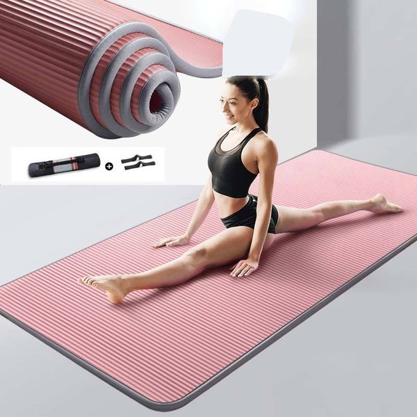 

10mm 15mm yoga mat nrb non-slip mats for fitness extra thick pilates gym exercise pads carpet mat with bandages yoga pad xa146+a