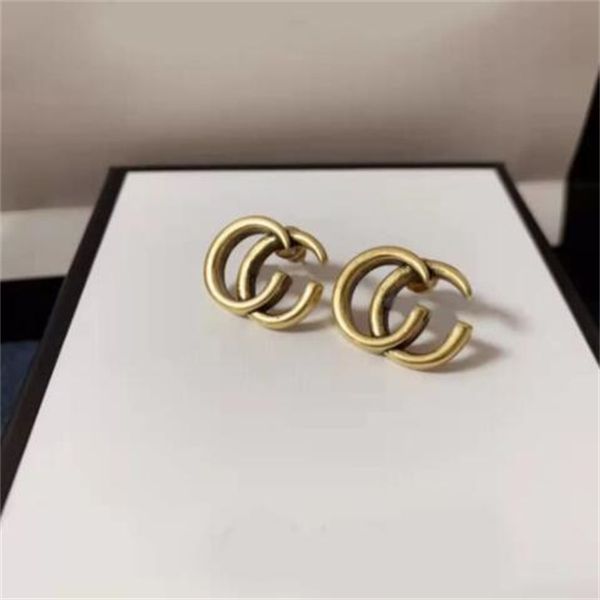 

brand designer classic style letter stud earrings aretes ladies fashion simple jewelry classic vintage for women wedding party gifts, Golden;silver