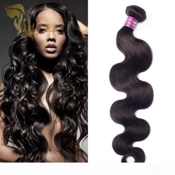 

brazilian indian peruvian malaysian virgin hair body wave 100% human hair weave 3 bundles unprocessed hair wefts natural color "8-30&qu, Black