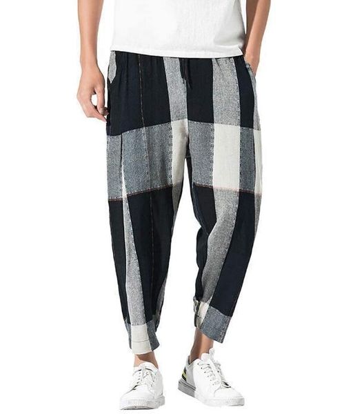 

spring / summer 2020 new black check leggings loose casual men's pants