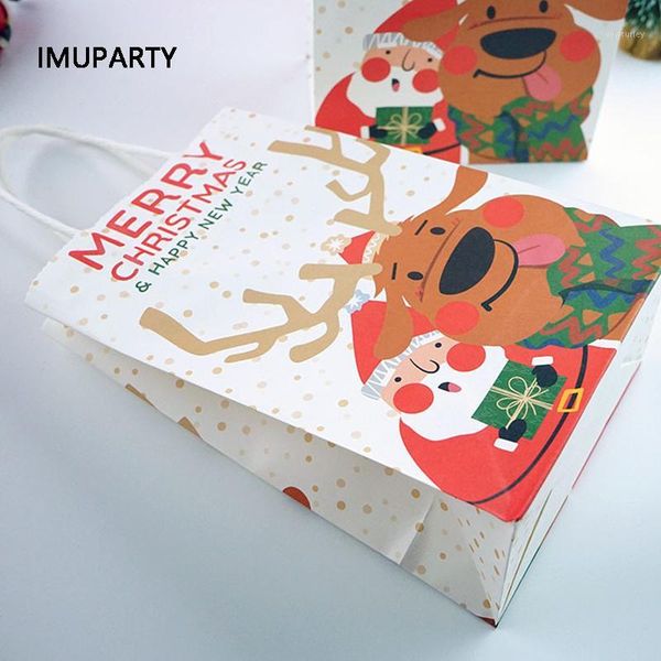 

gift wrap 10pcs christmas bag xmas party favors handbag paper cartoon santa claus elk merry candy packaging bag1