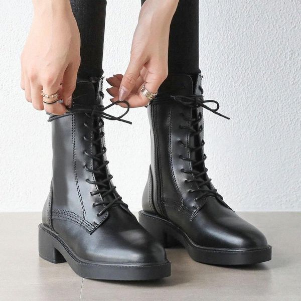 

nausk women winter boots thicken non-slip zip girl leather shoes boots women botas mujer boots #tt7p, Black