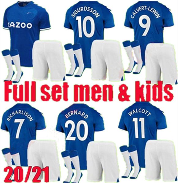 

custom 2020 2021 men kids sigurdsson richarlison home soccer jersey kits 20 21 calvert-lewin walcott football shirts boys full set uniforms, Black