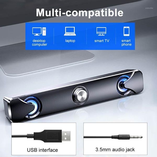 

sada v110 computer speaker soundbar speakers with led light 3.5mm wired speaker bar for tv pc cellphone lapdesktablets1