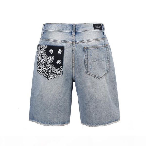 

cashew flower denim shorts knee big damage denim shorts pleated washed denim shorts casual zipper cotton short, White;black