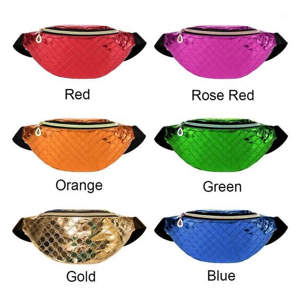 

fashion shiny leather chest bag women fanny pack outdoor sports casual waist belt pouch nerka1